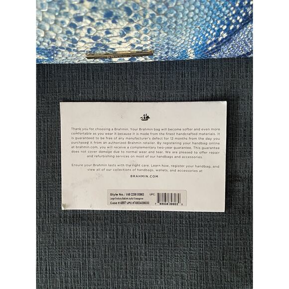 Brahmin Leather Handbag Large Duxbury Satchel - Joyful Oceangrove BRAND NEW - Picture 9 of 13